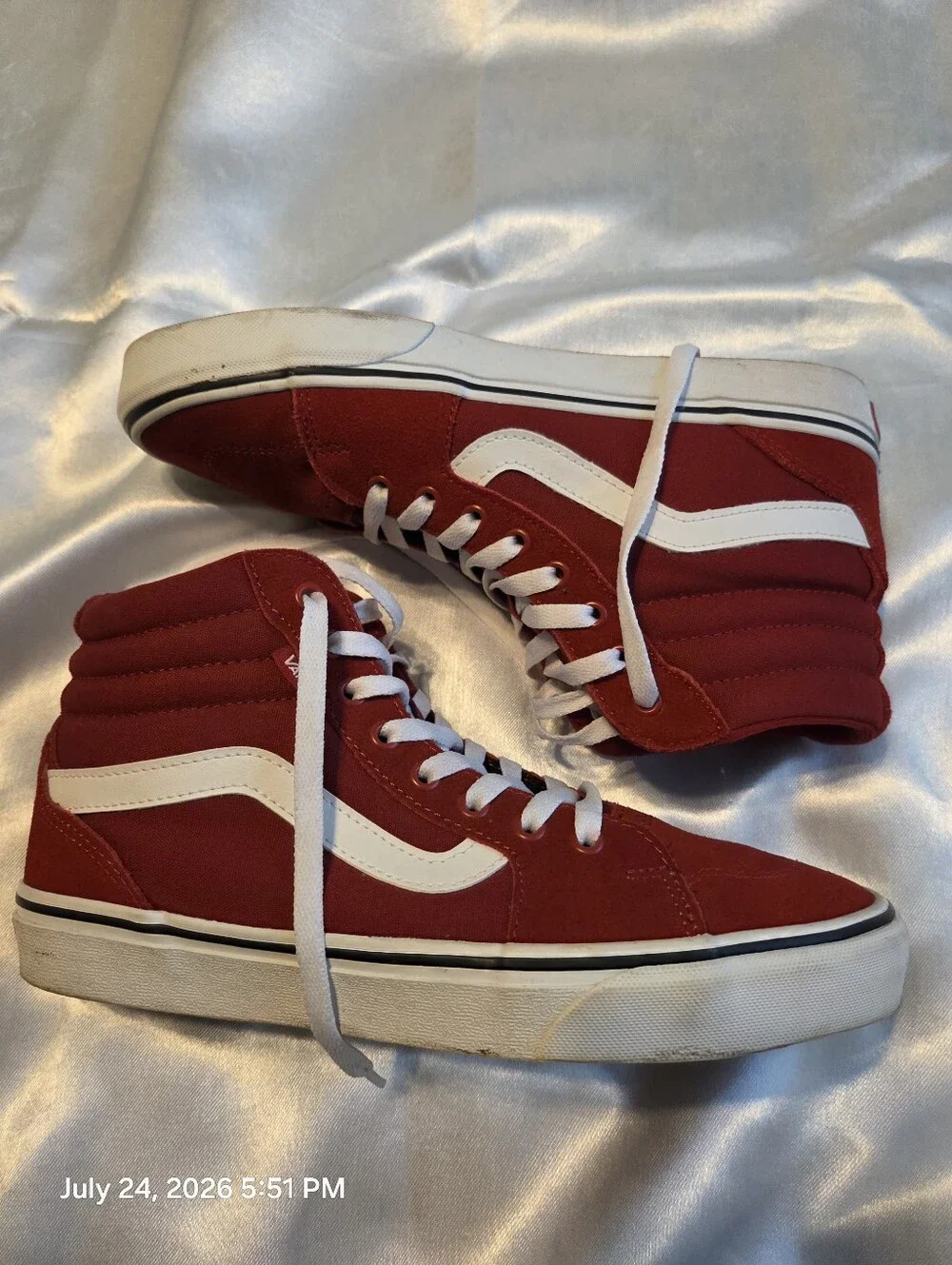Vans High Top Sneakers - Red with White Accents